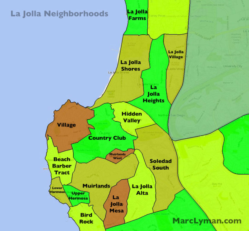 La Jolla Zip Code Map La Jolla Real Estate and Neighborhood Guide   Marc Lyman