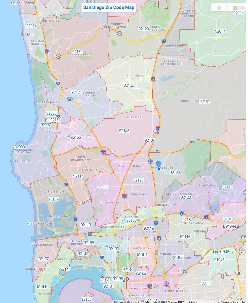 San Diego Postal Zip Code - Danh Sách Mã Bưu Chính Chi Tiết